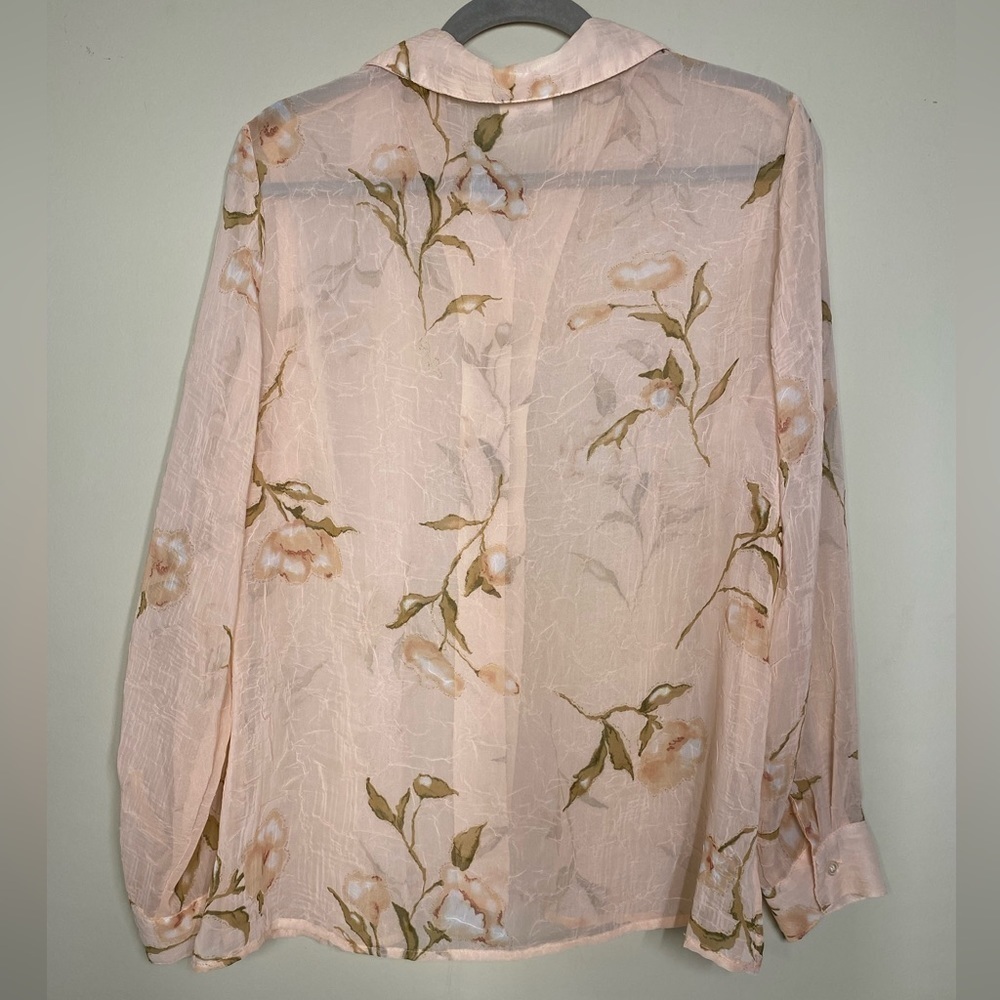 Style (Avon) Studio Pink/Peach Crinkle Pattern Blouse L
